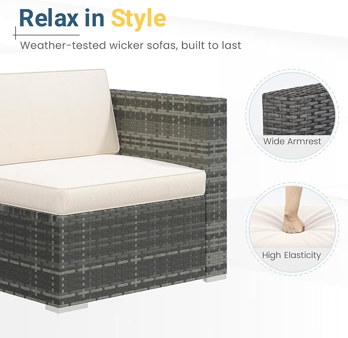 Wisteria Lane 5 Piece Outdoor Patio Furniture Set, All Weather Wicker Rattan - Image 2
