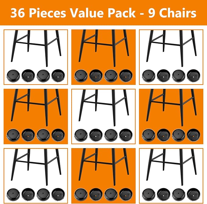 36-Pack Wrought Iron Patio Furniture Feet Caps 1-1/2 inch Round Plastic Outdoor - Image 10