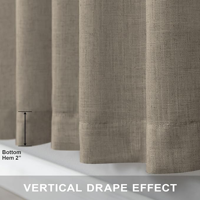 Pitalk Taupe Linen Curtains 63 Inch Length 2 Panels Soft Thick Linen Textured - Image 5