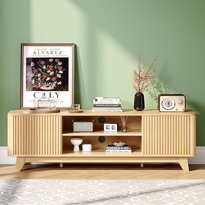 VINGLI 58.6" TV Stand for 70 Inch TV, Mid Century Entertainment Center - Image 6