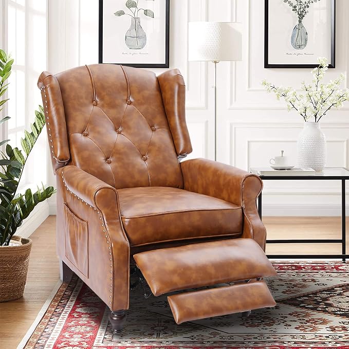 Wingback Recliner Chair with Heat and Massage, PU Leather Push Back Recliner - Image 8