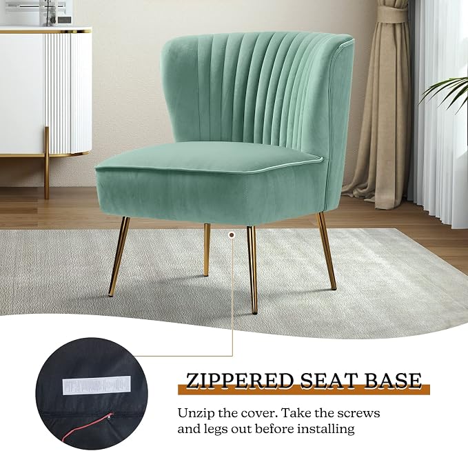 HULALA HOME Velvet Accent Chair, Modern Upholstered Cute Side Chair - Image 6