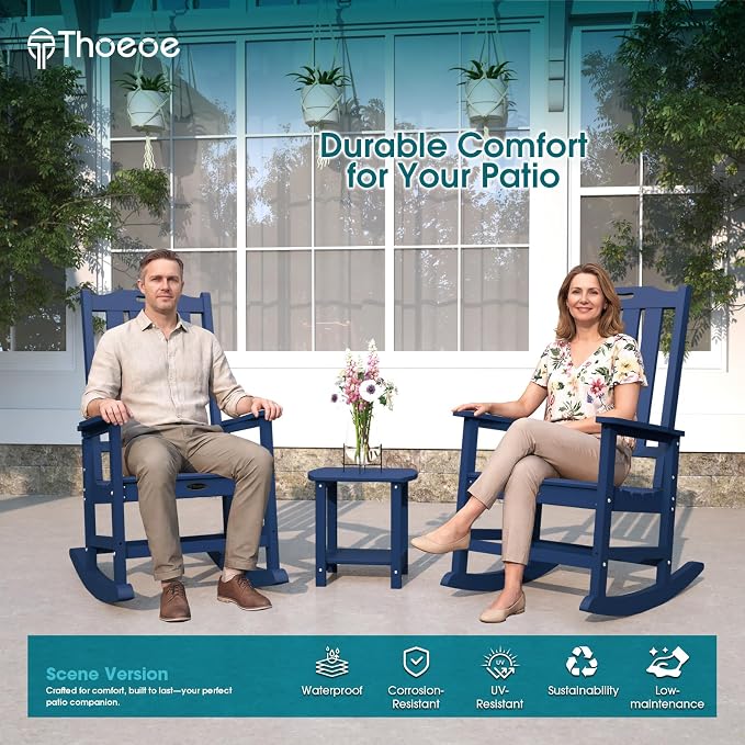 THOEOE Oversized Rocking Chair Set of 2, Outdoor Rocking Chair - Image 2