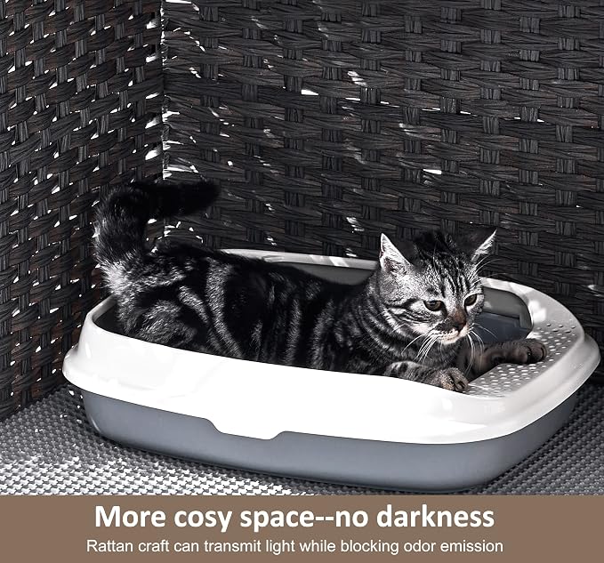 Cat Litter Box Enclosure with Soft Litter Mat; Hidden Kitten Washroom Furniture - Image 5
