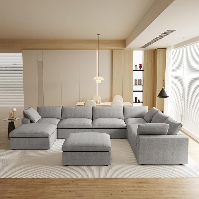 160" Cloud Sectional Couch, Overzised Down Filled Couch, 8 Seater Convertible by JACH