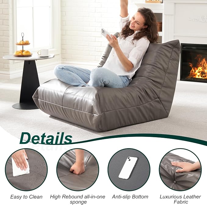 Hobestluk Giant Bean Bag Chair Lazy Floor Sofa, Memory Foam Fireside Sofa - Image 6