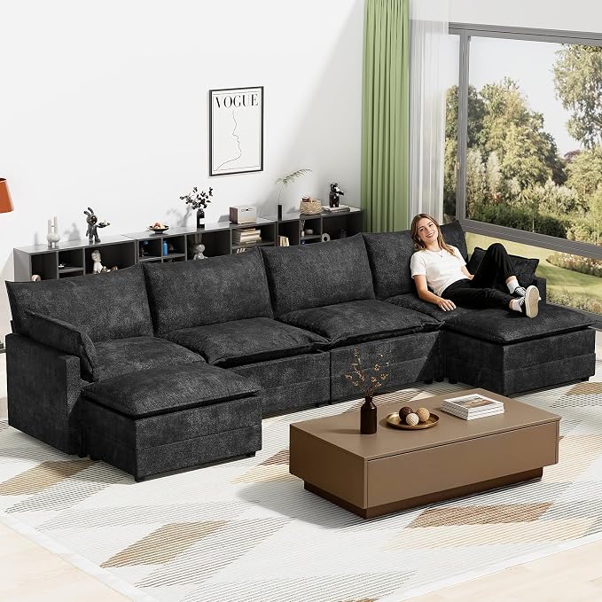 LEVELEVE 147" U-Shape Modular Sofa by Enjoyyourlife