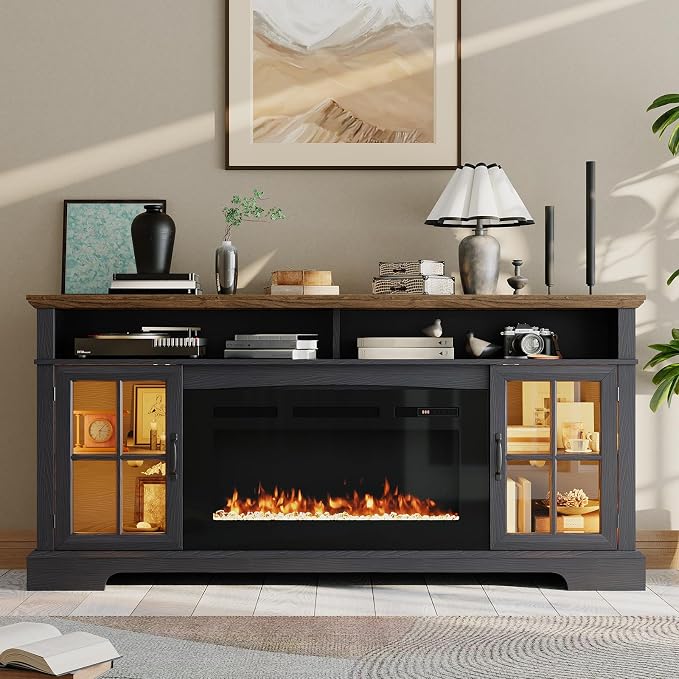 70" Fireplace TV Stand, Farmhouse Entertainment Center - Image 8