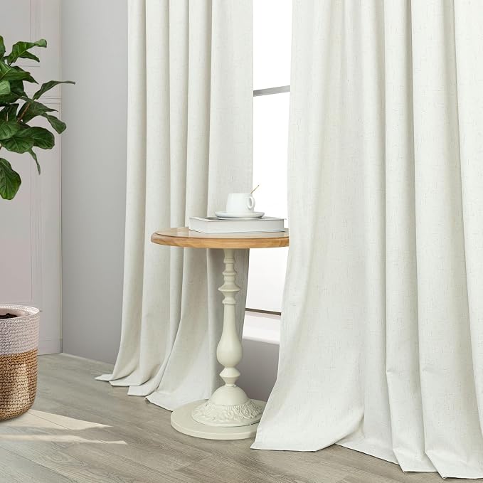Extra Long Ivory Curtains for Living Room Blackout 108 Inch Sound Proof Wide - Image 8