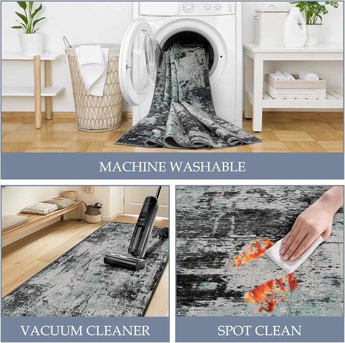 RELEANY Washable Area Rugs 10'x14 Non-Slip Modern Abstract Soft - Image 5