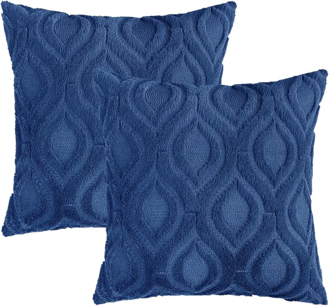 decorUhome Throw Pillow Covers 26x26 Inch Set of 2, Soft Plush Faux Wool Dark - Image 8
