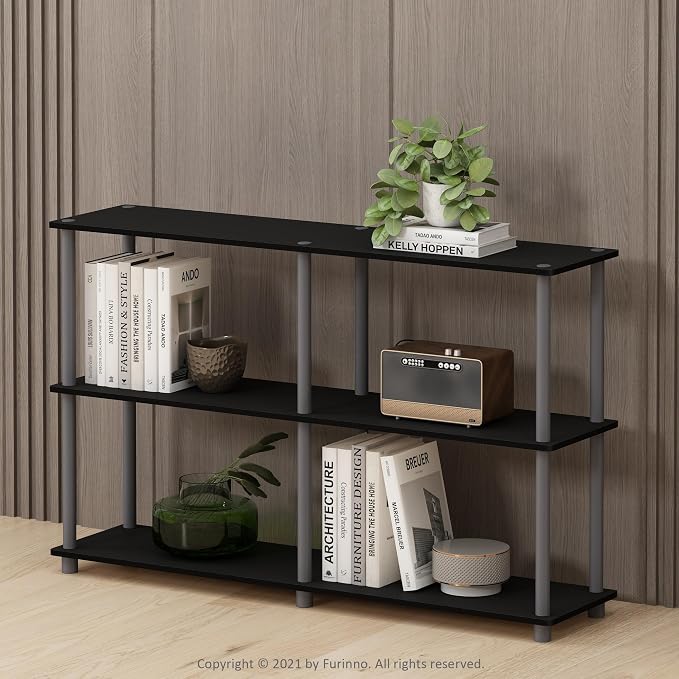 Furinno TURN-N-TUBE Storage Shelves, 3-Tier 47.4 Wide Book Shelf, Corner Shelf - Image 2
