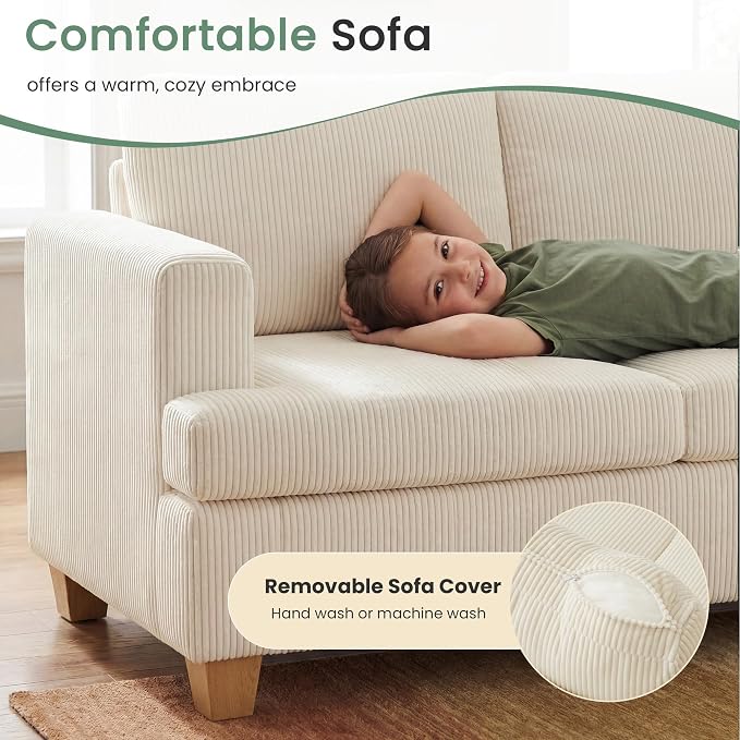 YOUDENOVA 63" Corduroy Sofa Couch Loveseat - Image 4