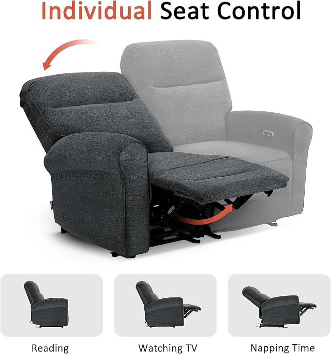 MCombo 64.6" Wall Hugger Power Loveseat Recliner Sofa - Image 8