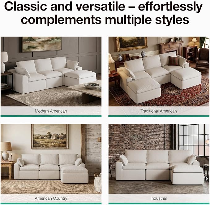 Novilla 133.8" Modular Cloud Couch, Modern Sectional Sofa - Image 22