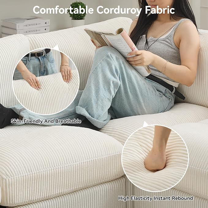 87.5'' L Shaped Modular Sectional Sofa, 3 Seater Cloud Couch - Image 6
