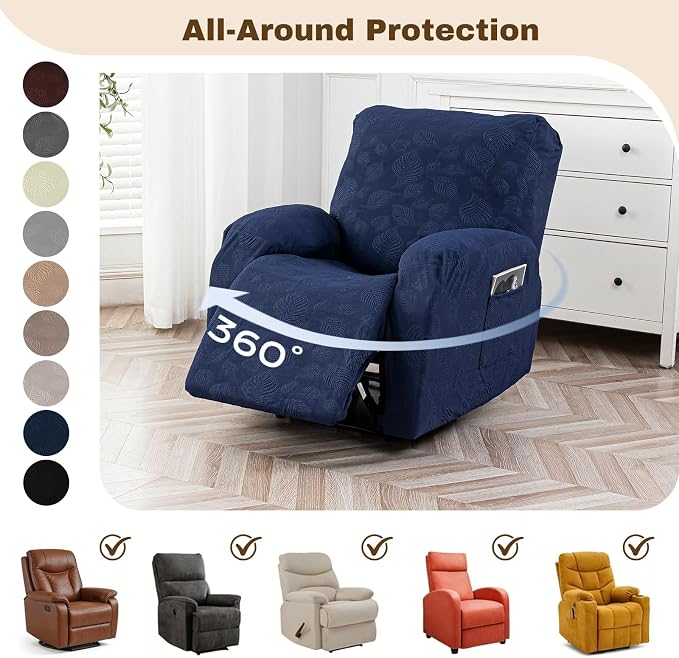 Gennia Recliner Chair Covers 3 Pieces, Waterproof Jacquard Reclining Chair Cover - Image 6