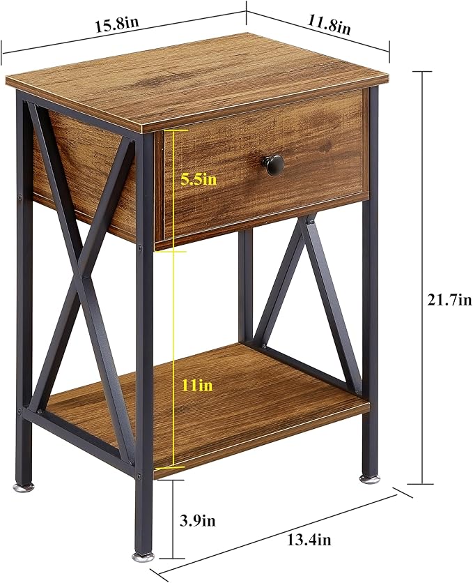 VECELO Nightstands Set of 2, Modern Bedside End Tables, Night Stands - Image 3