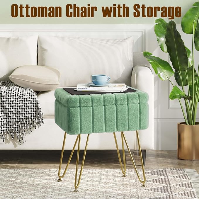 Greenstell Vanity Stool Chair Faux Fur - Image 5