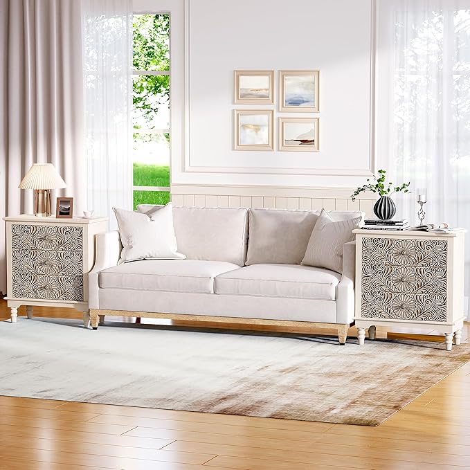 SUNBURY Nightstand w 3 Drawers, End Table Living Room Small Side Table - Image 6
