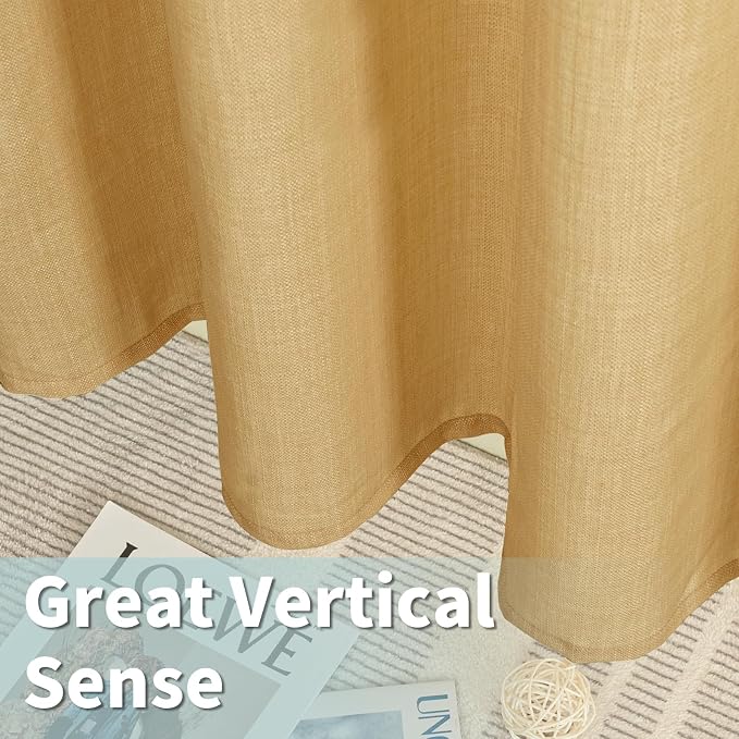 LAMIT Linen Curtains 90 Inch for Bedroom, Grommet Thick Linen Textured Sheer - Image 5