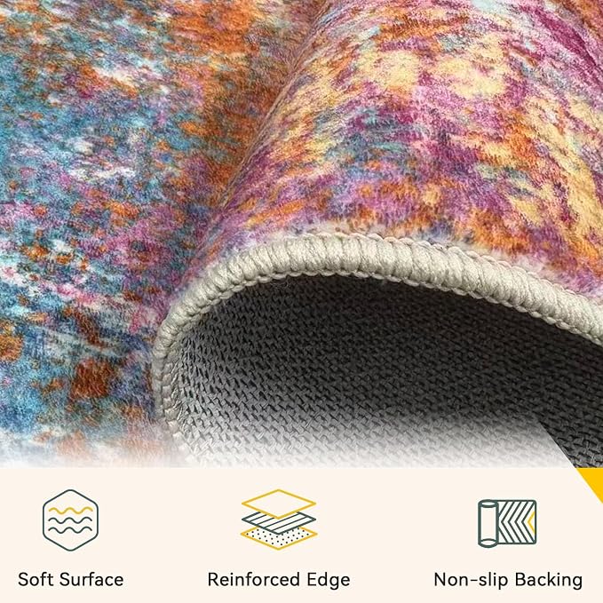 RELEANY Washable Area Rugs 9'x12' Non-Slip Modern Abstract Soft - Image 4