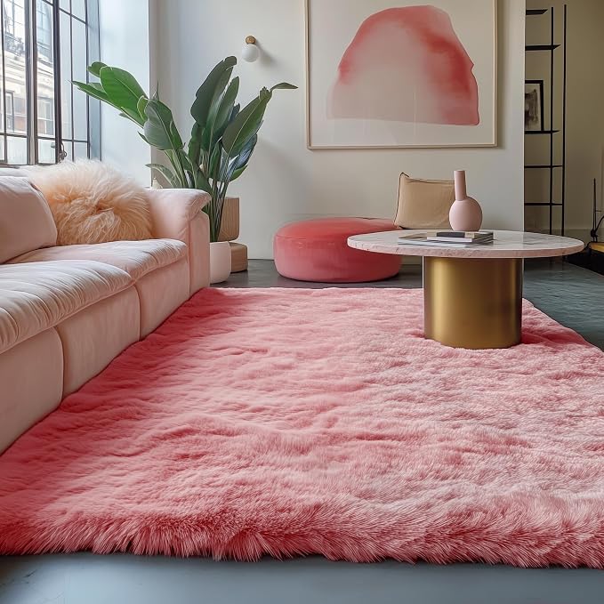 PAGISOFE Blush Pink Fluffy Shag Area Rugs - Image 9