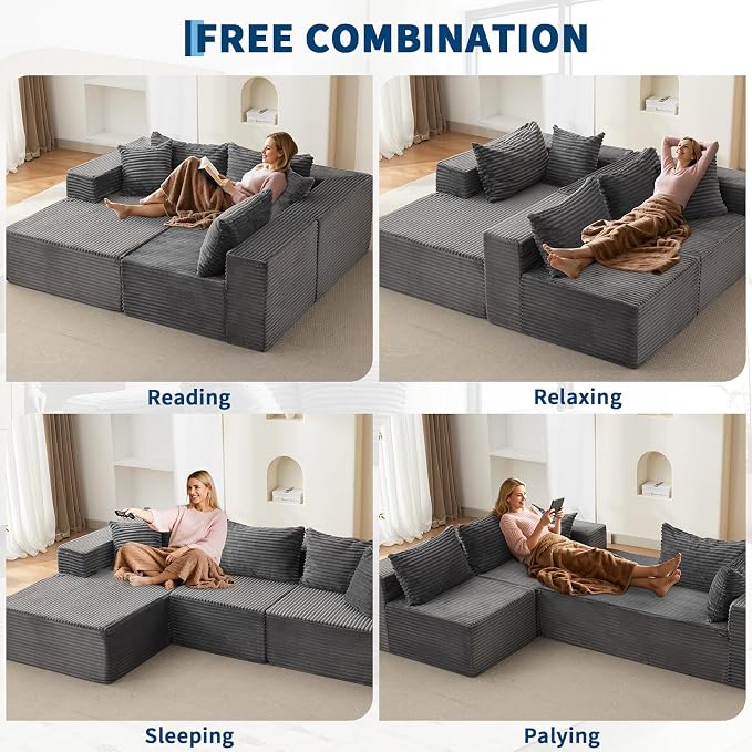 Hetoy Oversized L Shape Modular Sofa, Soft Modular Sectional Couch - Image 4