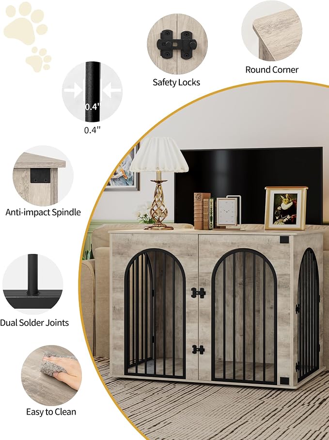 Hzuaneri 43.3" Wooden Dog Crate Furniture, Indoor Dog Kennel Dogs Cage - Image 6