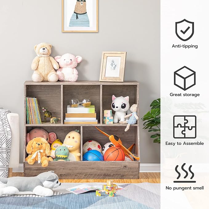 HOOBRO Kids Bookshelf, Bookcase Footboard, Toy Storage Cubby, Children's Toy - Image 6
