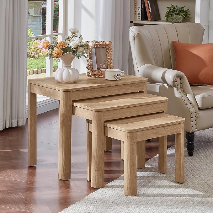 Joaxswe Farmhouse Nesting Tables Set of 3, Nesting Side Tables by Joaxswe