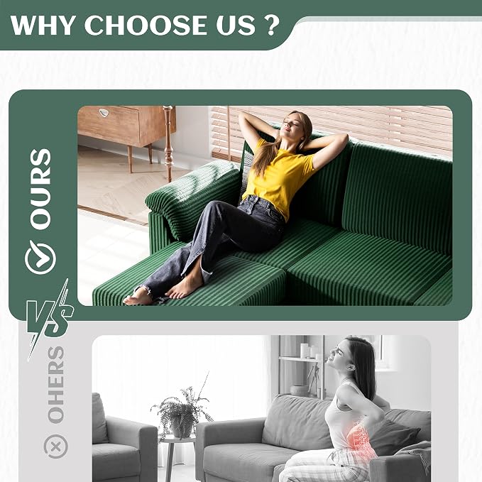 Vongrasig Convertible Sectional Couch, 3 Seat L Shaped Sofa - Image 6