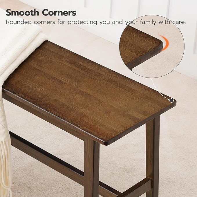 HOOBRO 39.3'' Bamboo Dining Bench, Farmhouse Kitchen Table Bench, Kitchen & - Image 3