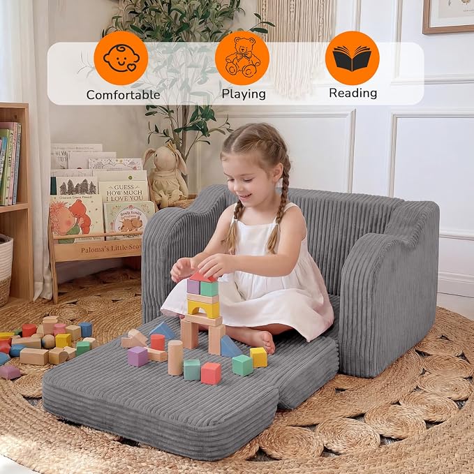 MeMoreCool Toddler Chair Comfy for 1-3 Years Old, Corduroy Kids Couch Bed Fold - Image 4