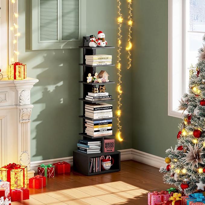 TUTOTAK Narrow Bookshelf, Vertical 8-Tier Bookcase, Spine Book Shelf - Image 9