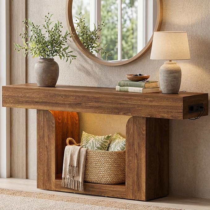 Homieasy Console Table, Farmhouse Wooden Sofa Table Behind Couch, Narrow by Homieasy