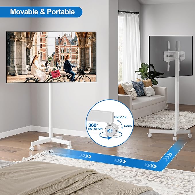 Mobile TV Cart Rolling TV Stand - Image 6