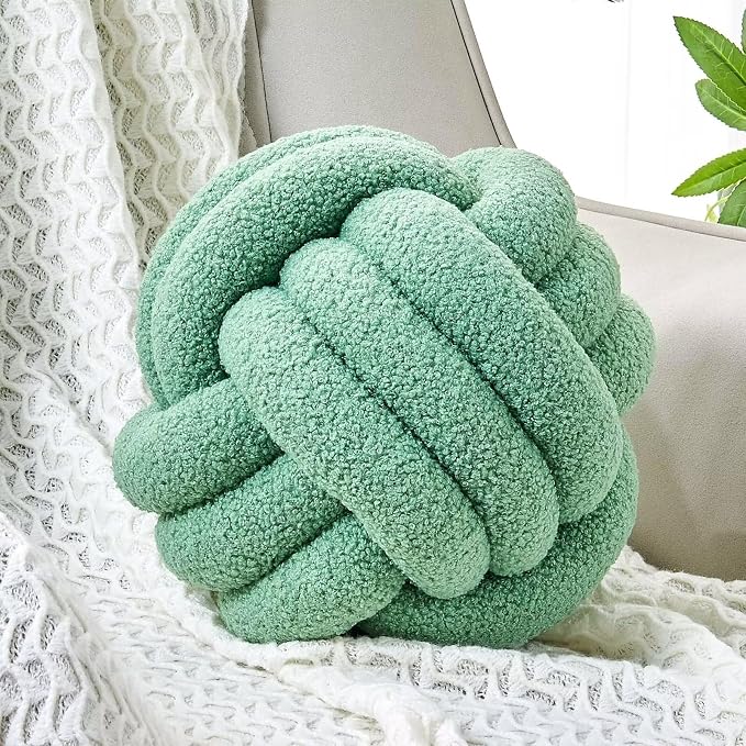 Uvvyui Knot Pillow Ball, Soft Home Decorative Round Throw Pillow, Handmade by Uvvyui