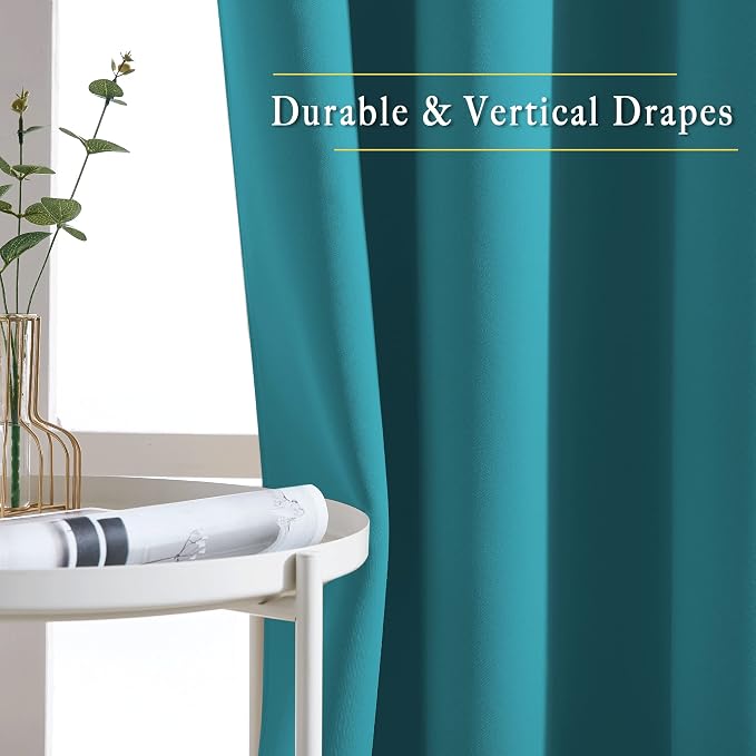 NICETOWN Peacock Teal Blackout Curtains 84inch Length 2 Panels Set - Image 5