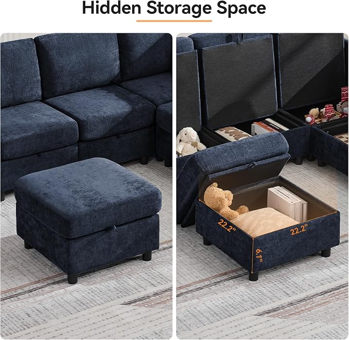 WUTUTUEE 25'' Square Storage Ottoman Module - Image 4