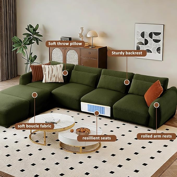 U Shaped Cloud Sectional, Convertible L Shaped Couch - Image 4
