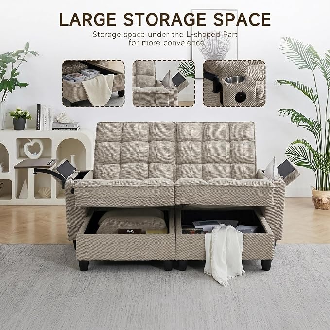 Auvsoce 71" Chaise Lounge Chair Indoor, Convertible Sleeper Sofa Bed - Image 7