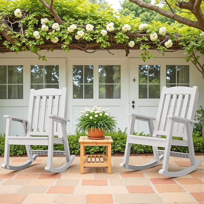 Greesum Set of 2 Outdoor Rocking Chair, Rust-Proof & UV-Resistant, Comfortable - Image 7