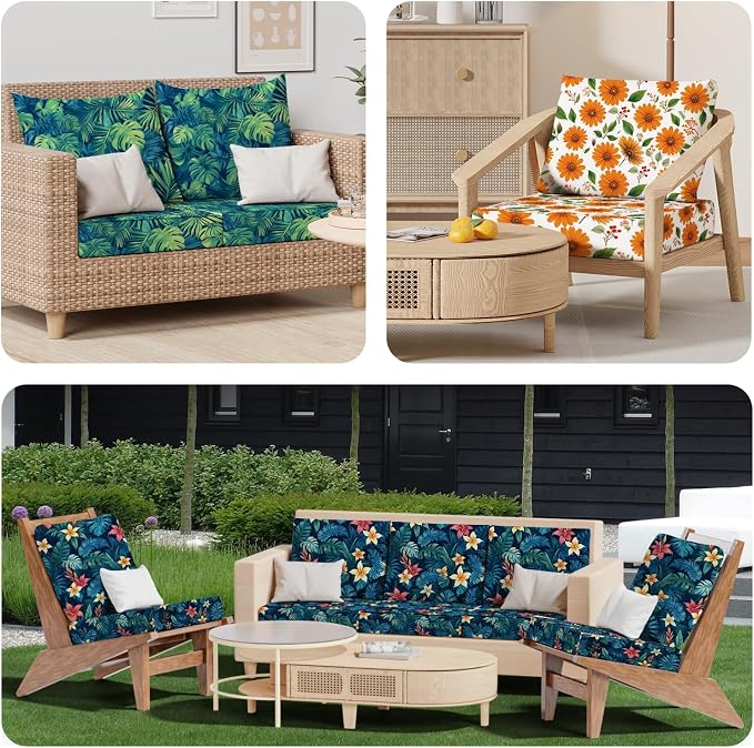 8Pcs Stretch Patio Cushion Covers, Outdoor Couch & Sofa Replacement Slipcovers - Image 7