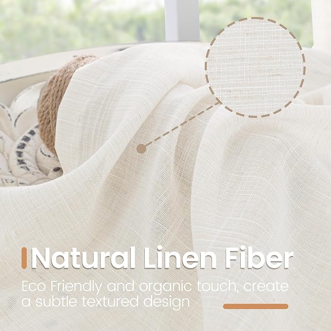 BGment Linen Semi Sheer Curtains 84 Inches Long 2 Panels Set - Image 3