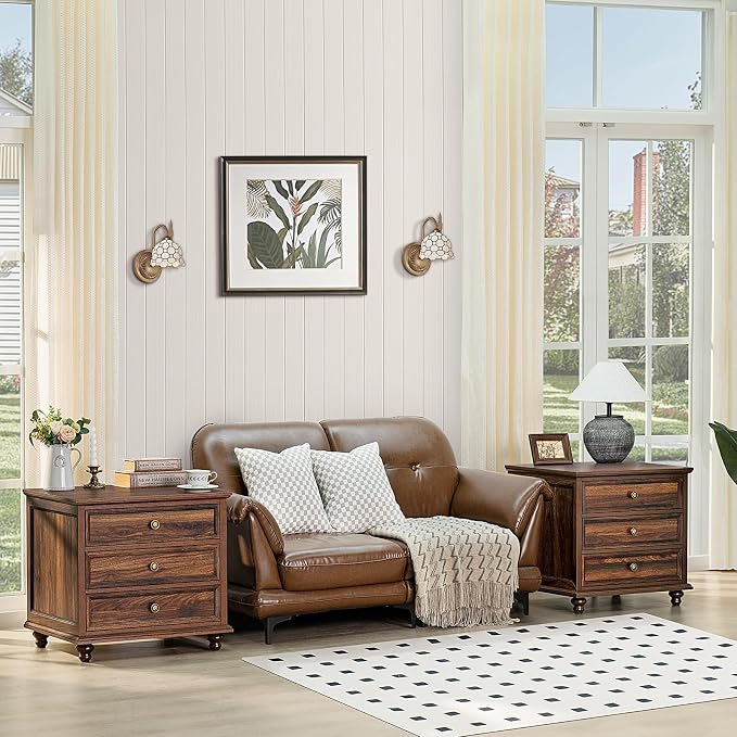 Joaxswe 24" Wide Farmhouse Night Stand Set of 2, Large End Table - Image 2