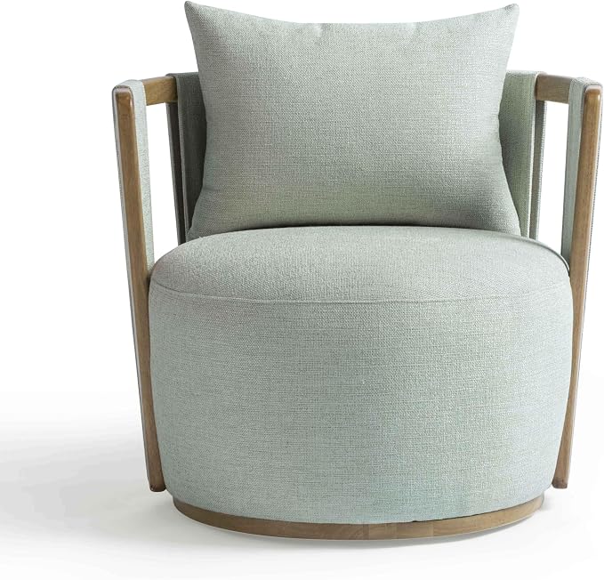 First of a Kind Swivel Chair in Mint Green Fabric - Image 3