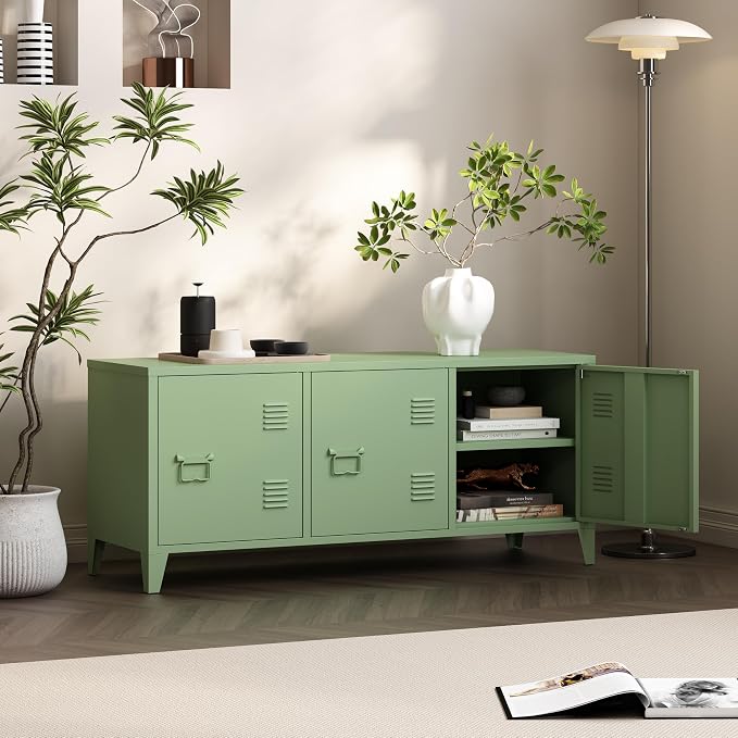 MIOCASA Metal Storage Cabinet, 3 Door TV Stand, Metal TV Cabinet - Image 5