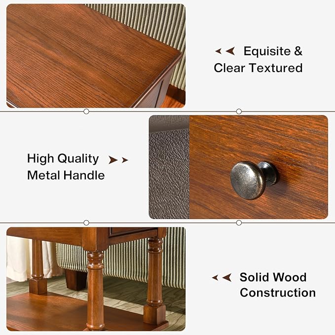 PADMA HOUSE Solid Wood Narrow End Table - Image 5