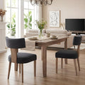 HNY Mid Century Modern Dining Chairs, Linen Fabric Upholstered and Curved by HNY